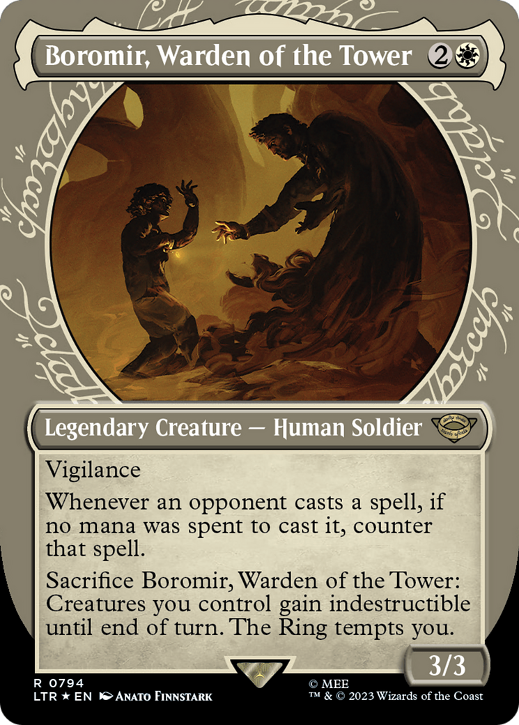 Boromir, Warden of the Tower (Showcase) (Surge Foil) [The Lord of the Rings: Tales of Middle-Earth] | Galaxy Games LLC