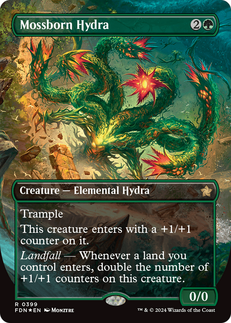 Mossborn Hydra (Borderless) (Mana Foil) [Foundations] | Galaxy Games LLC