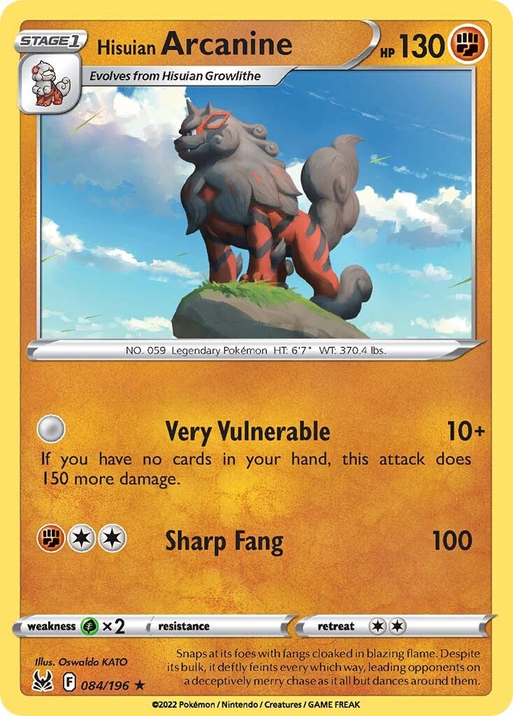 Hisuian Arcanine (084/196) (Theme Deck Exclusive) [Sword & Shield: Lost Origin] | Galaxy Games LLC