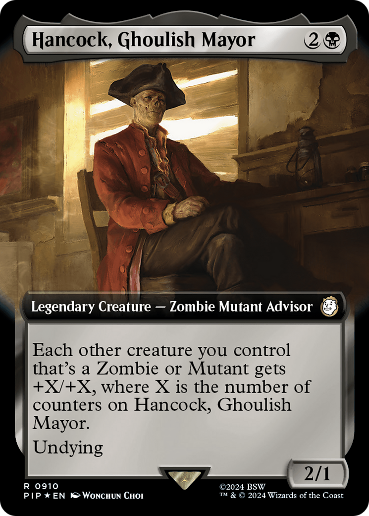Hancock, Ghoulish Mayor (Extended Art) (Surge Foil) [Fallout] | Galaxy Games LLC