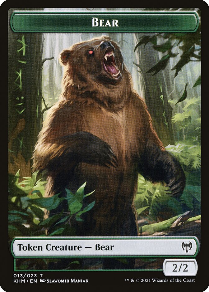 Elf Warrior // Bear Double-Sided Token [Kaldheim Tokens] | Galaxy Games LLC