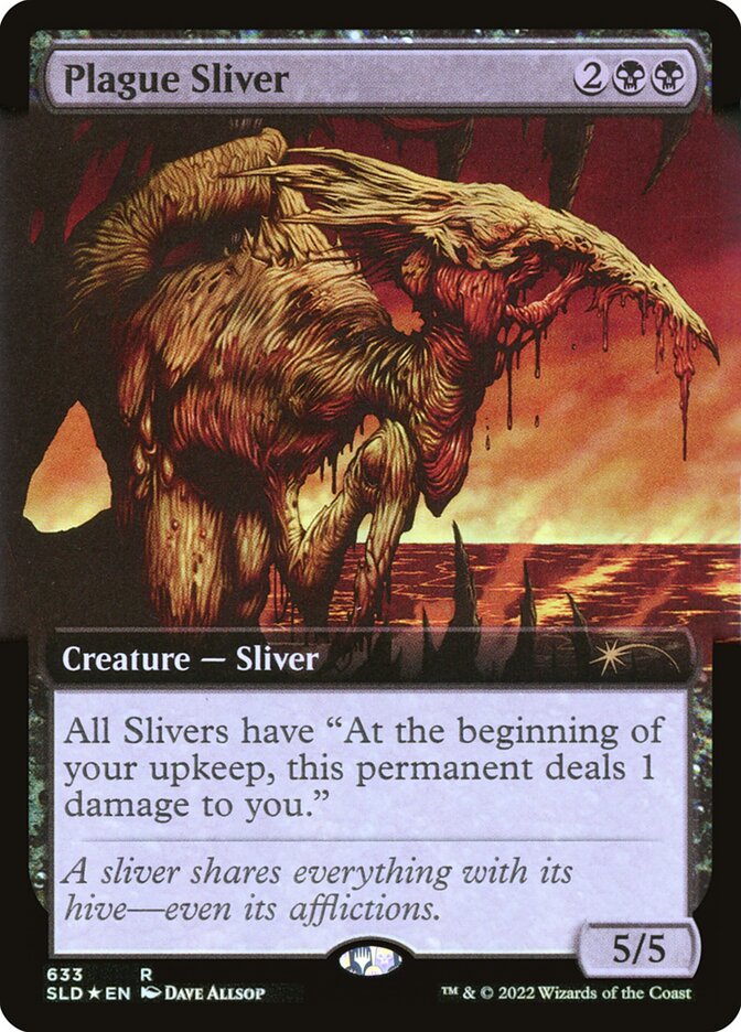 Plague Sliver (Extended Art) (Step-and-Compleat Foil) [Secret Lair Drop Promos] | Galaxy Games LLC