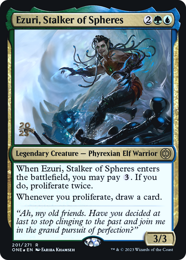 Ezuri, Stalker of Spheres [Phyrexia: All Will Be One Prerelease Promos] | Galaxy Games LLC