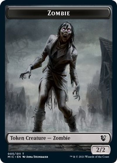 Zombie // Zombie Double-Sided Token (005 MIC/005 MID) [Innistrad: Midnight Hunt Commander Tokens] | Galaxy Games LLC