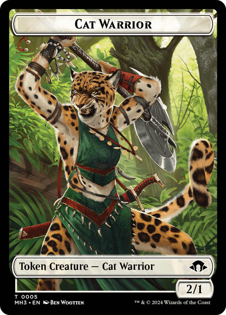 Cat Warrior // Energy Reserve Double-Sided Token [Modern Horizons 3 Tokens] | Galaxy Games LLC