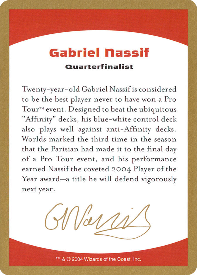 Gabriel Nassif Bio [World Championship Decks 2004] | Galaxy Games LLC