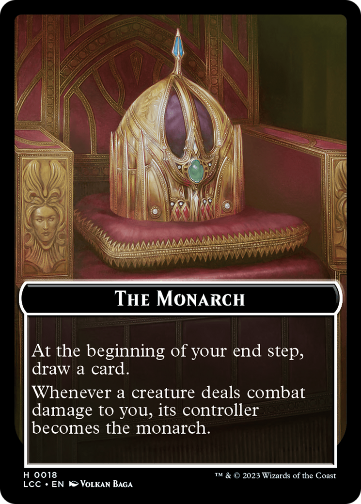 The Monarch // Dinosaur Double-Sided Token [The Lost Caverns of Ixalan Commander Tokens] | Galaxy Games LLC