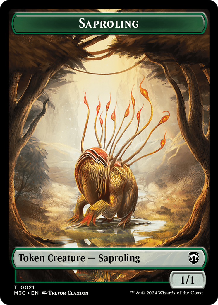 Tarmogoyf (Ripple Foil) // Saproling Double-Sided Token [Modern Horizons 3 Commander Tokens] | Galaxy Games LLC
