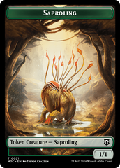 Tarmogoyf (Ripple Foil) // Saproling Double-Sided Token [Modern Horizons 3 Commander Tokens] | Galaxy Games LLC