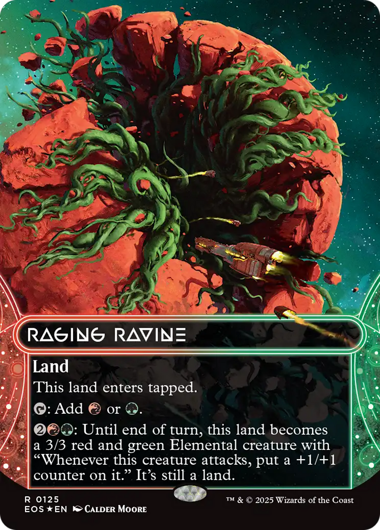 Raging Ravine (0125) (Borderless) (Galaxy Foil) [Edge of Eternities: Stellar Sights] | Galaxy Games LLC