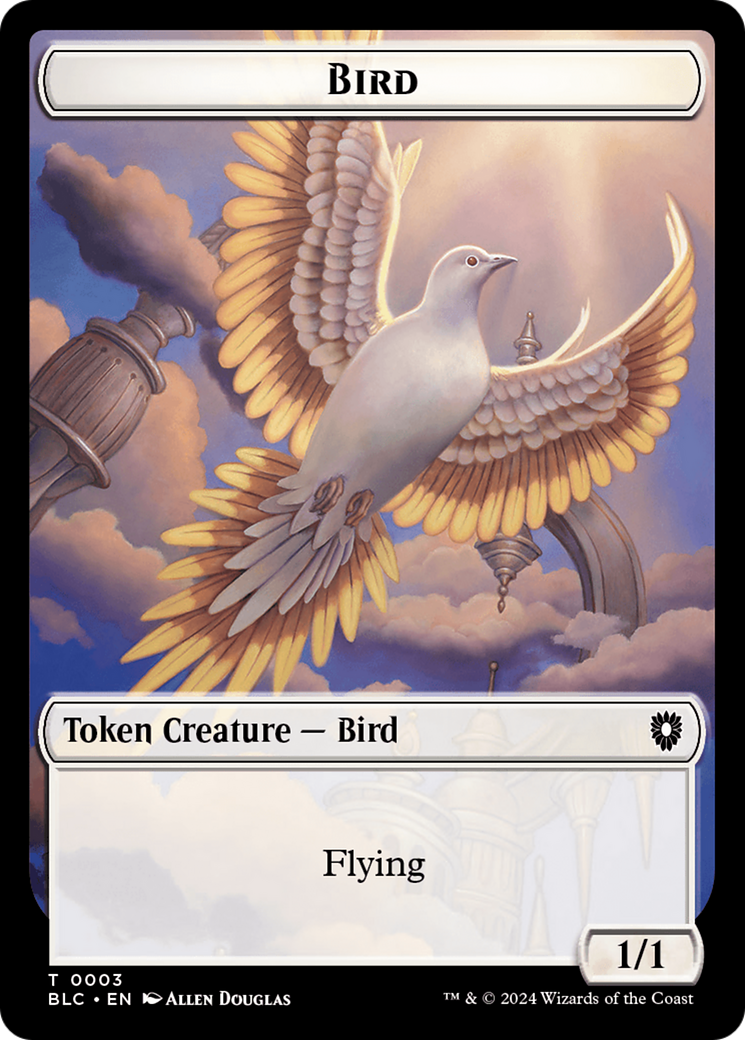 Storm Crow // Bird (003) Double-Sided Token [Bloomburrow Commander Tokens] | Galaxy Games LLC
