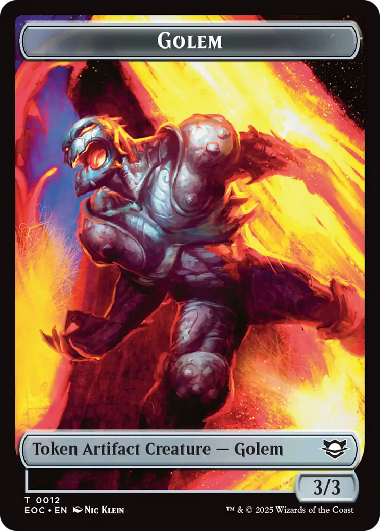 Bird // Golem (0012) Double-Sided Token [Edge of Eternities Commander Tokens] | Galaxy Games LLC