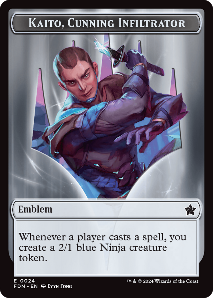 Emblem - Kaito, Cunning Infiltrator // Ninja Doubled-Sided Token [Foundations Tokens] | Galaxy Games LLC