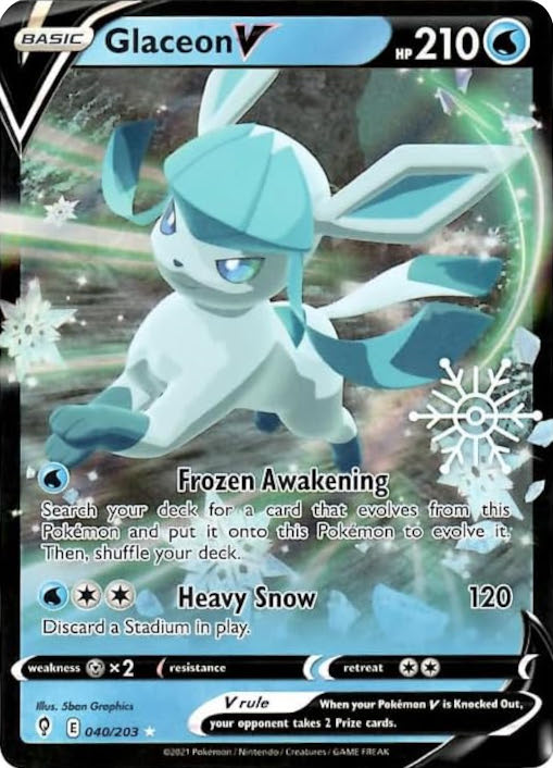 Glaceon V (040/203) (Holiday Calendar) [Sword & Shield: Evolving Skies] | Galaxy Games LLC