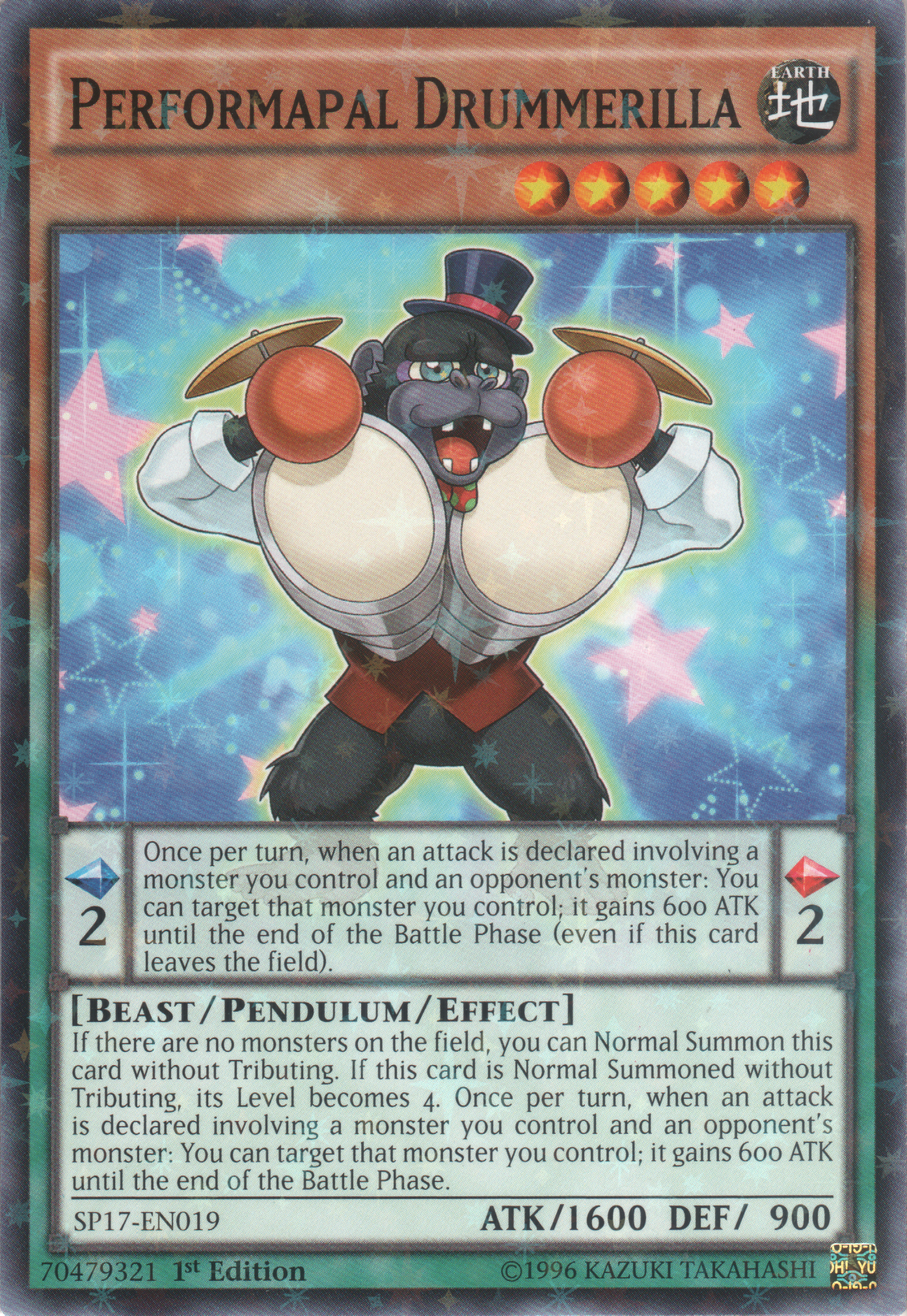 Performapal Drummerilla [SP17-EN019] Starfoil Rare | Galaxy Games LLC