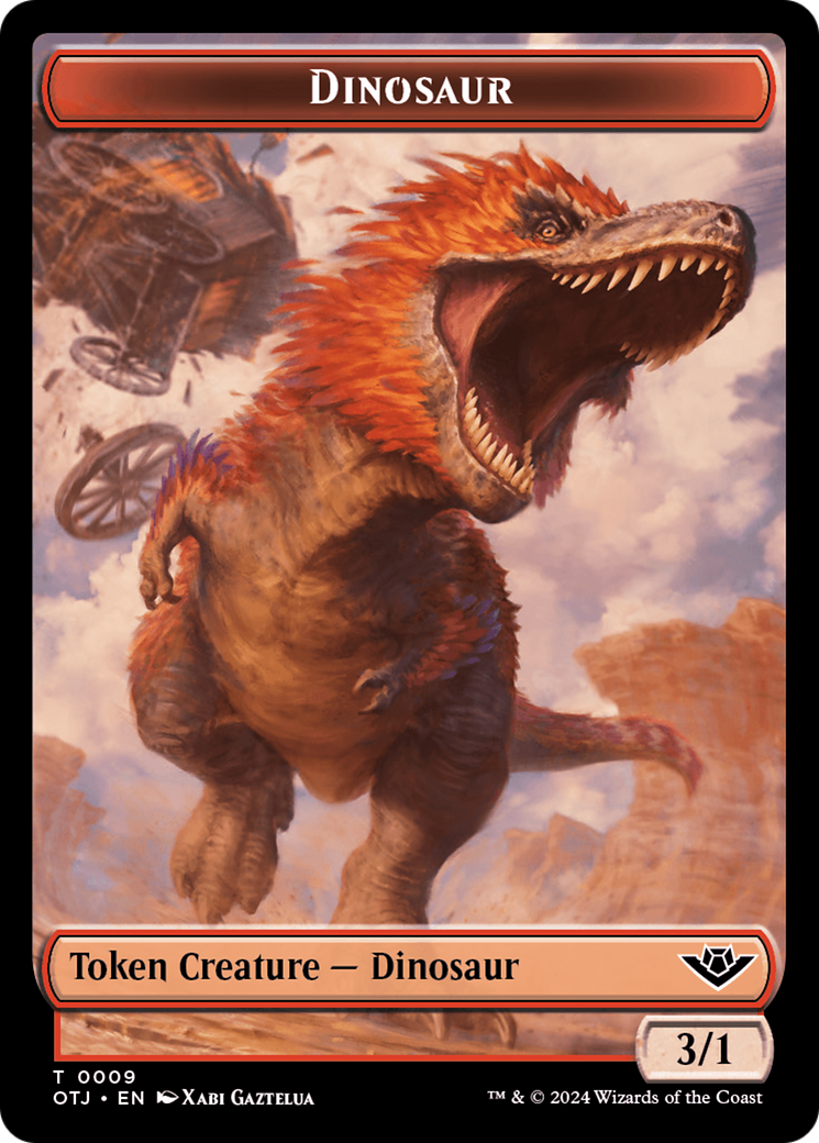 Mercenary // Dinosaur Double-Sided Token [Outlaws of Thunder Junction Tokens] | Galaxy Games LLC