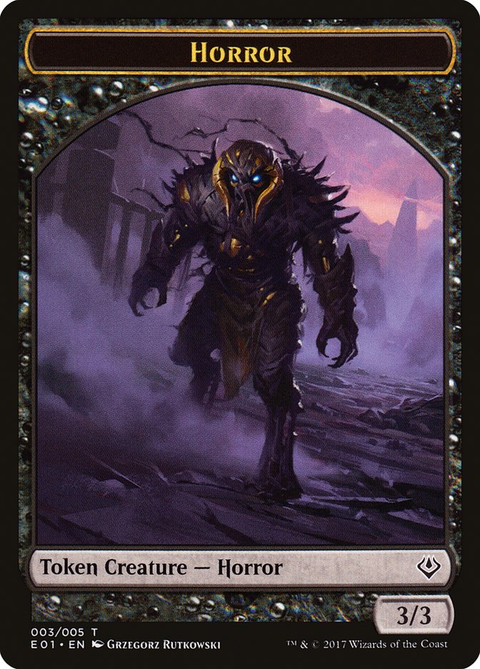 Horror // Zombie Double-Sided Token [Archenemy: Nicol Bolas Tokens] | Galaxy Games LLC