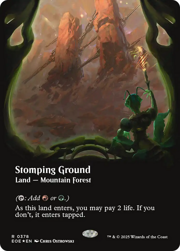 Stomping Ground (Borderless) (Galaxy Foil) [Edge of Eternities] | Galaxy Games LLC