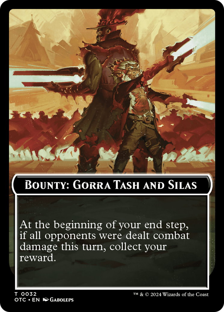 Bounty: Gorra Tash and Silas // Bounty Rules Double-Sided Token [Outlaws of Thunder Junction Commander Tokens] | Galaxy Games LLC