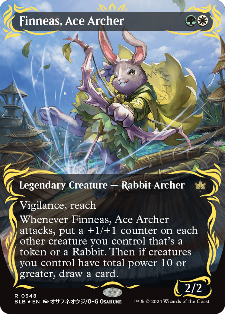 Finneas, Ace Archer (Borderless) (Raised Foil) [Bloomburrow] | Galaxy Games LLC