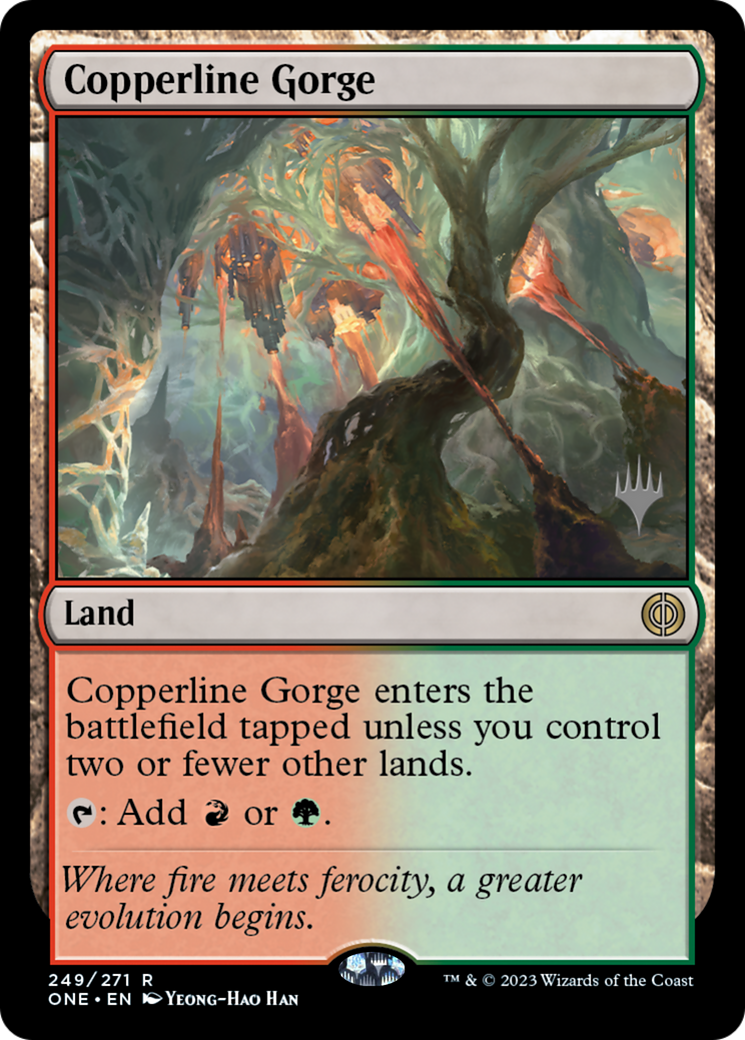 Copperline Gorge (Promo Pack) [Phyrexia: All Will Be One Promos] | Galaxy Games LLC