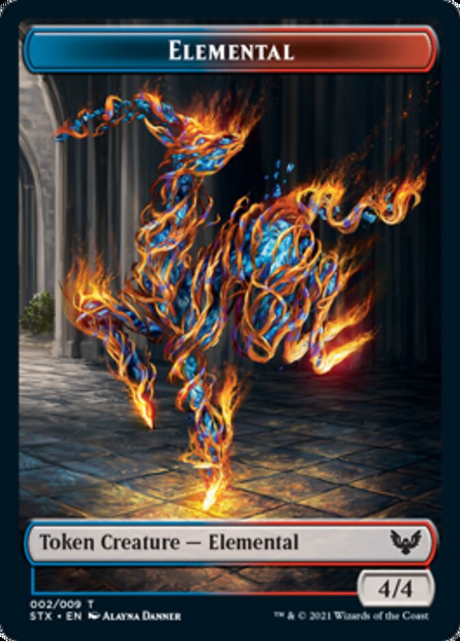 Elemental // Rowan, Scholar of Sparks Emblem Double-Sided Token [Strixhaven: School of Mages Tokens] | Galaxy Games LLC