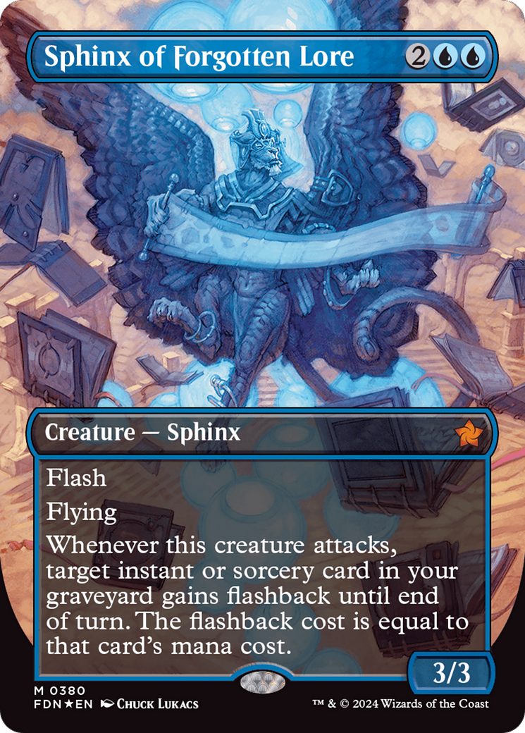 Sphinx of Forgotten Lore (Borderless) (Mana Foil) [Foundations] | Galaxy Games LLC