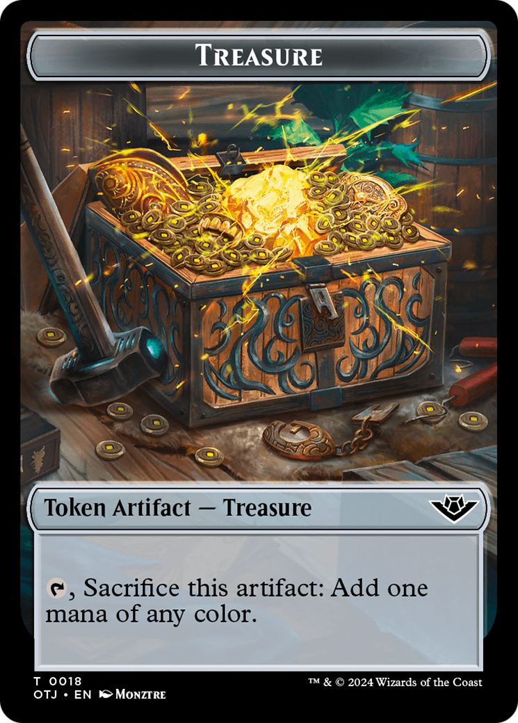 Treasure // Bat Double-Sided Token [Outlaws of Thunder Junction Tokens] | Galaxy Games LLC