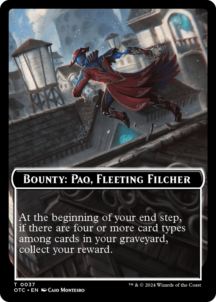 Bounty: Paq, Fleeting Filcher // Bounty Rules Double-Sided Token [Outlaws of Thunder Junction Commander Tokens] | Galaxy Games LLC