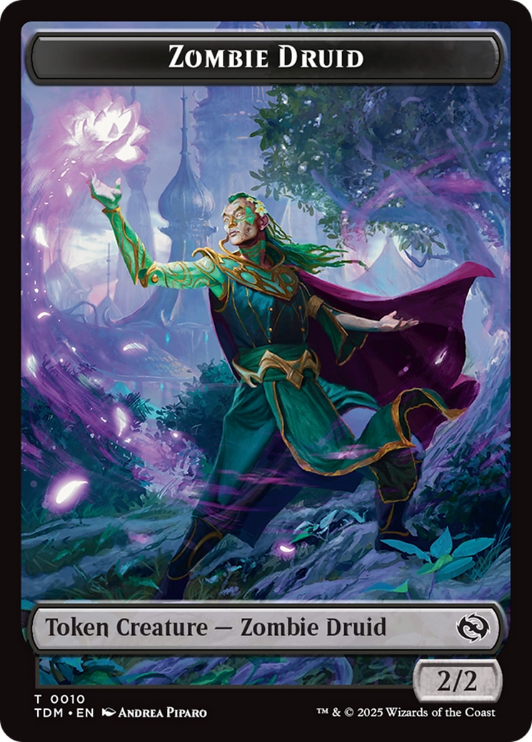Treasure // Zombie Druid Double-Sided Token [Tarkir: Dragonstorm Tokens] | Galaxy Games LLC