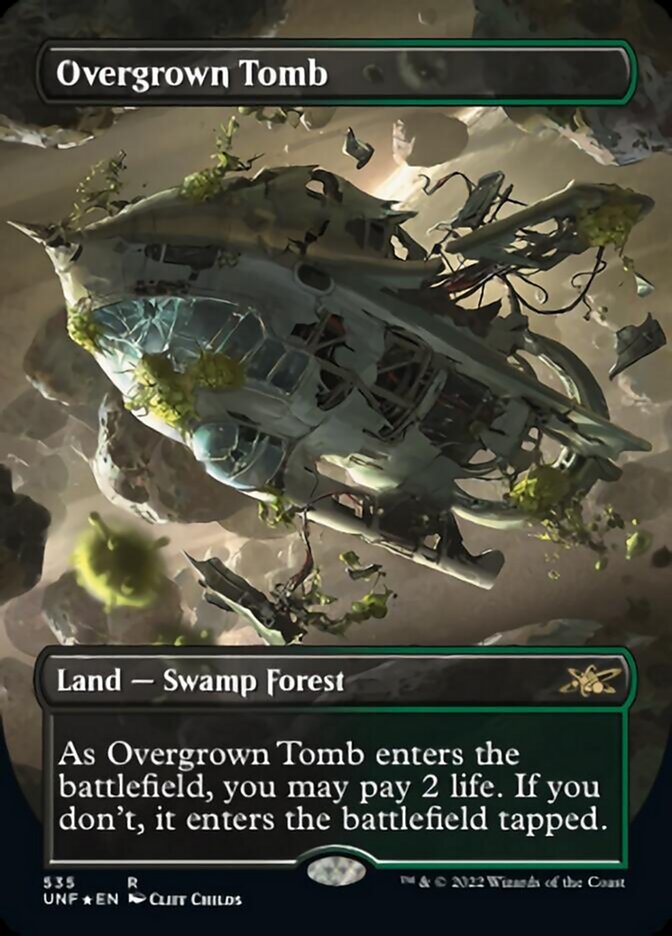 Overgrown Tomb (Borderless) (Galaxy Foil) [Unfinity] | Galaxy Games LLC