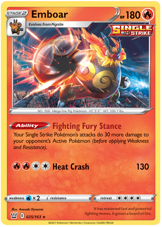 Emboar (025/163) [Sword & Shield: Battle Styles] | Galaxy Games LLC