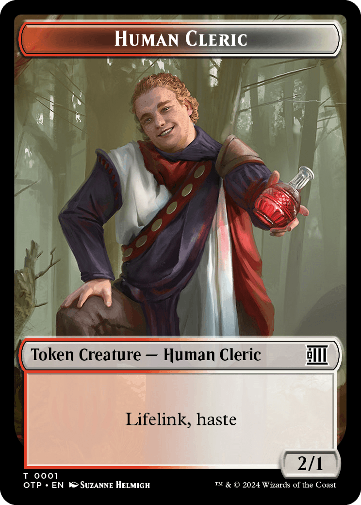 Human Cleric // Plot Double-Sided Token [Outlaws of Thunder Junction Tokens] | Galaxy Games LLC