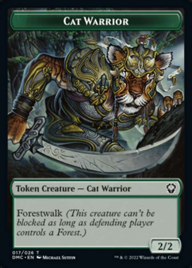 Saproling // Cat Warrior Double-Sided Token [Dominaria United Tokens] | Galaxy Games LLC