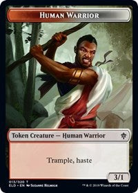 Human Warrior // Food (15) Double-Sided Token [Throne of Eldraine Tokens] | Galaxy Games LLC