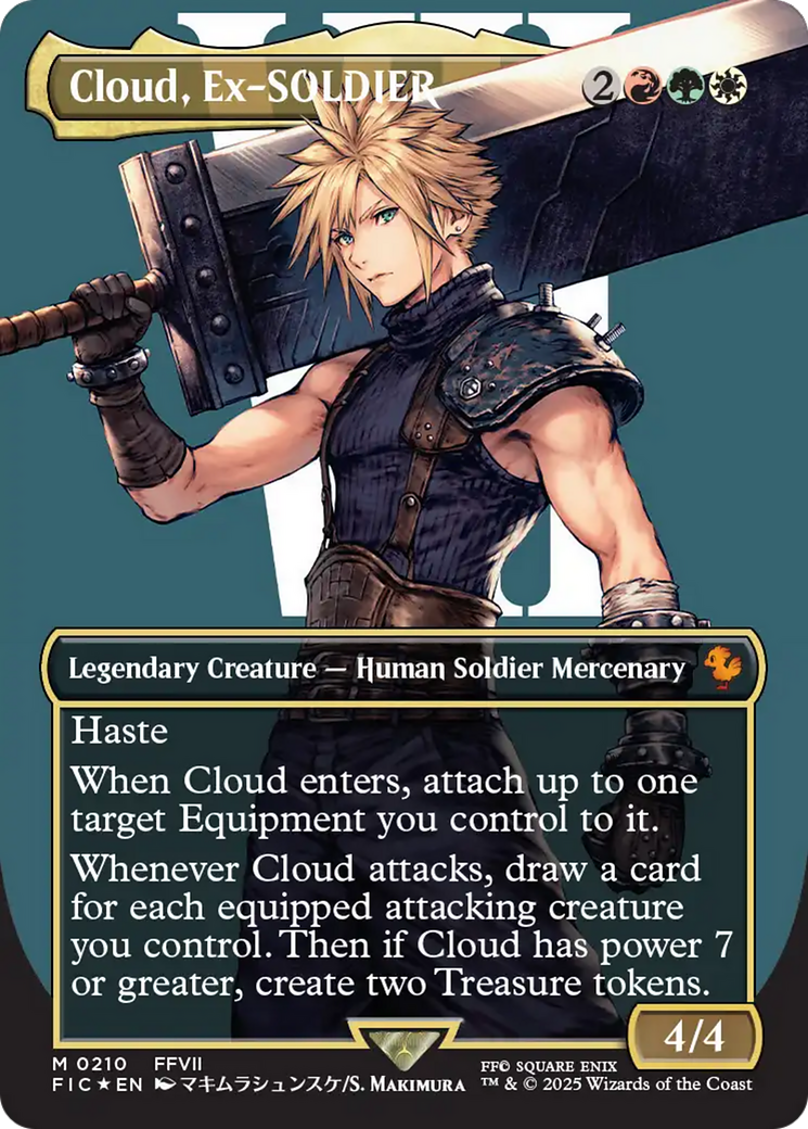 Cloud, Ex-SOLDIER (Borderless) (Surge Foil) [FINAL FANTASY Commander] | Galaxy Games LLC