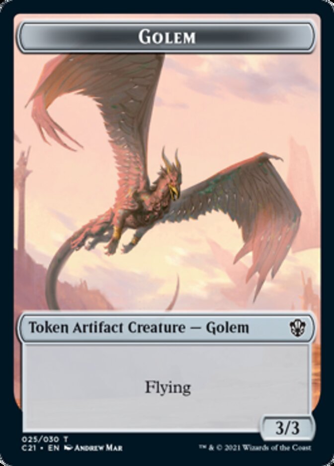 Golem (025) // Thopter Double-Sided Token [Commander 2021 Tokens] | Galaxy Games LLC