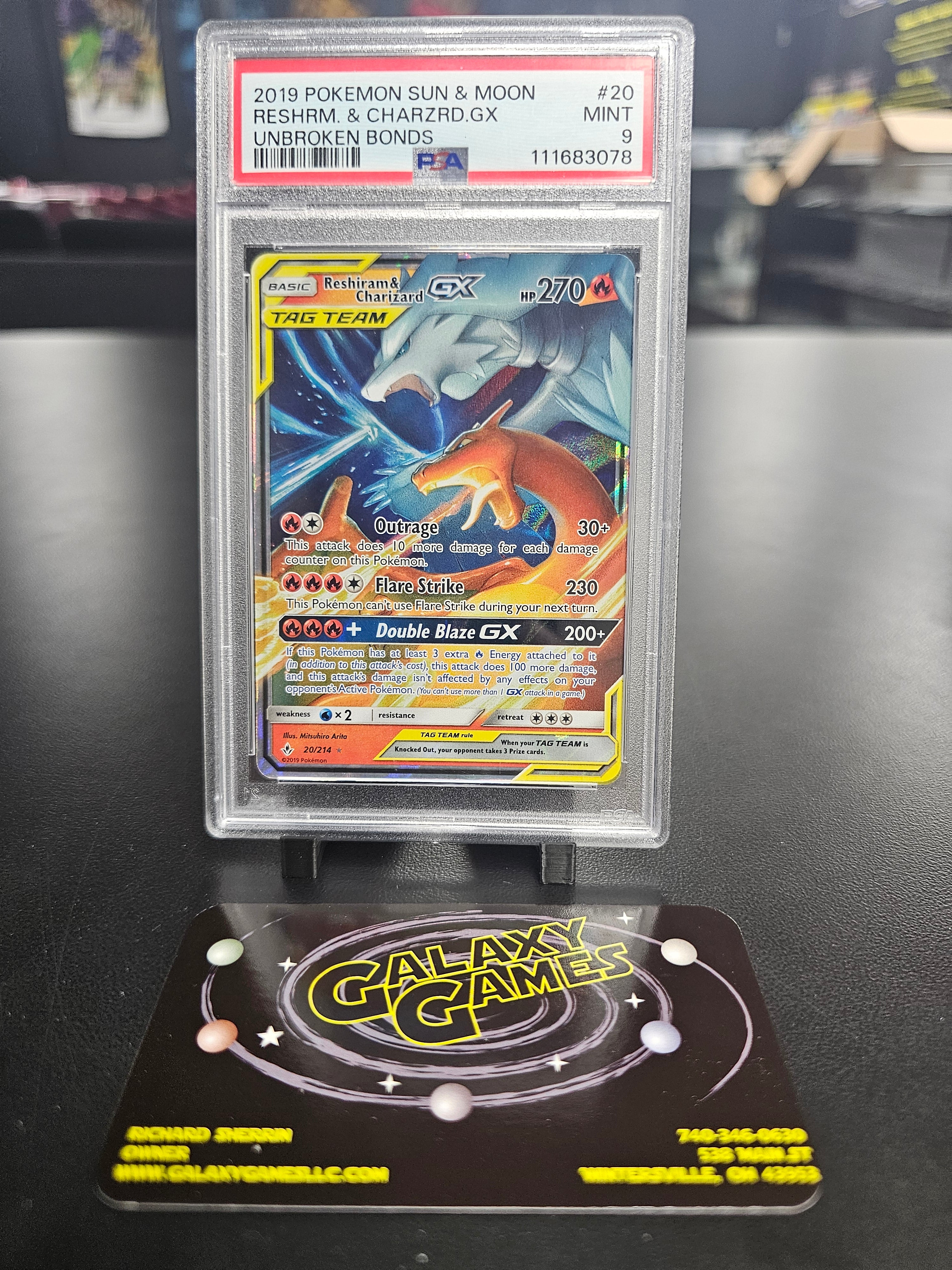 PSA 9 Reshrm. & Charzrd GX #20 Unbroken Bonds 111683078 | Galaxy Games LLC
