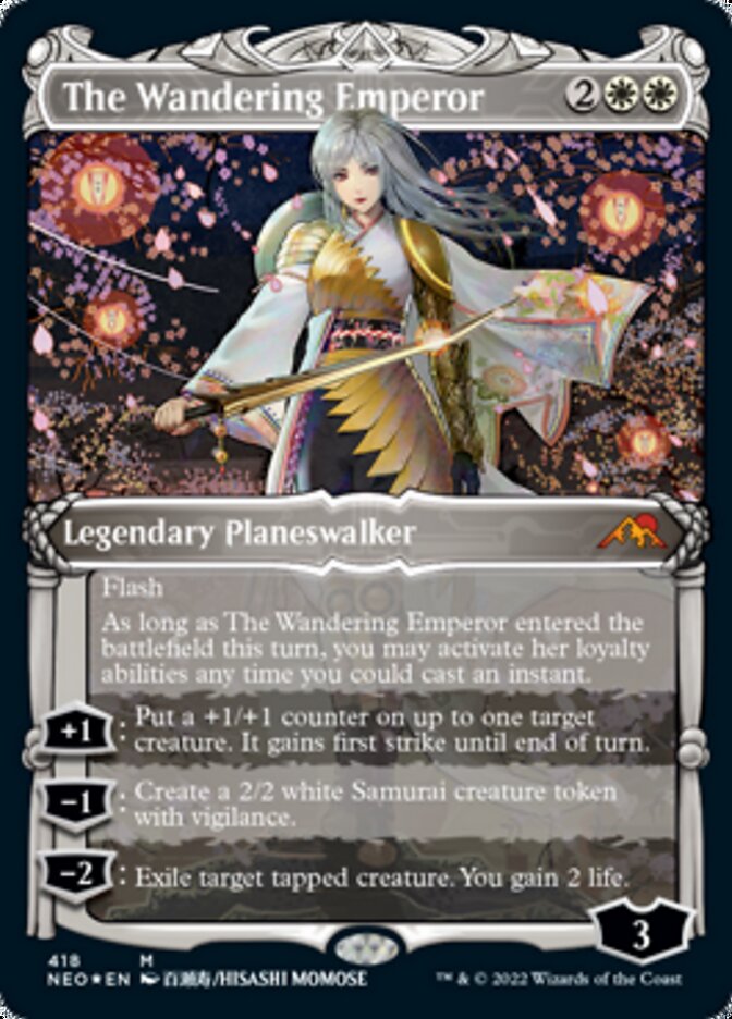The Wandering Emperor (Showcase) (Foil Etched) [Kamigawa: Neon Dynasty] | Galaxy Games LLC