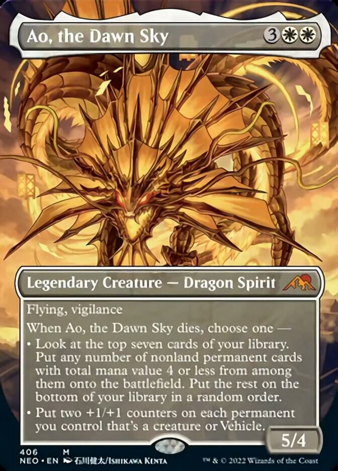 Ao, the Dawn Sky (Borderless Alternate Art) [Kamigawa: Neon Dynasty] | Galaxy Games LLC