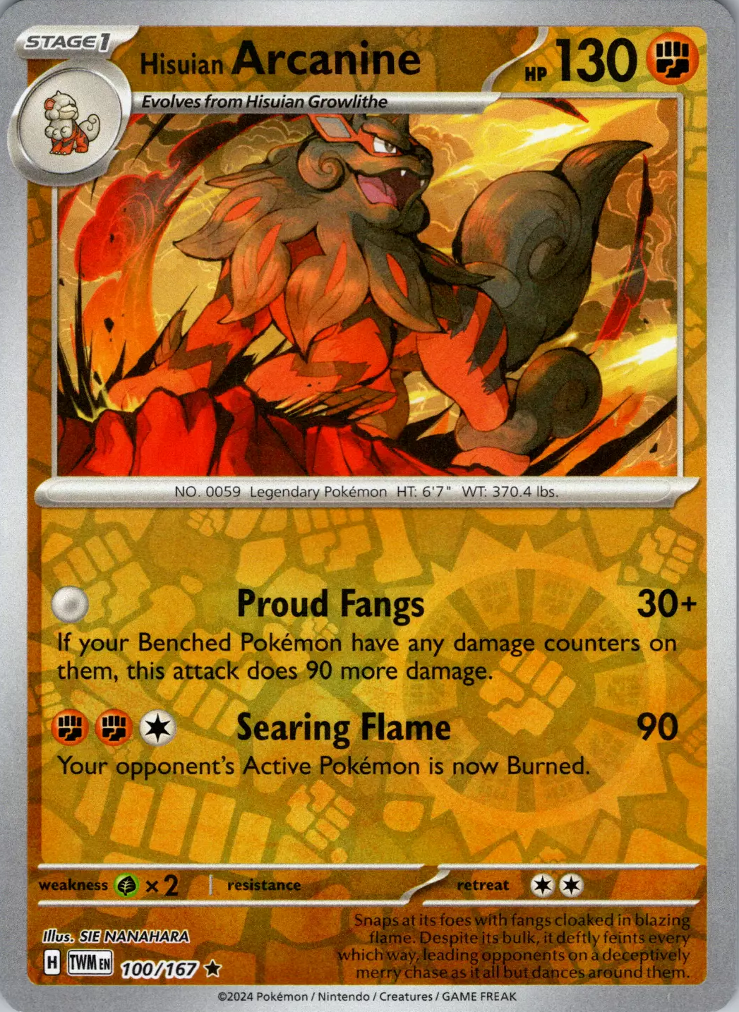 Hisuian Arcanine (100/167) [Scarlet & Violet: Twilight Masquerade] | Galaxy Games LLC