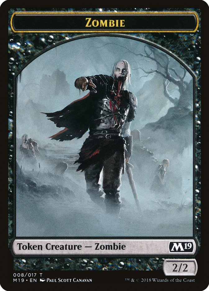 Knight // Zombie Double-Sided Token (Game Night) [Core Set 2019 Tokens] | Galaxy Games LLC