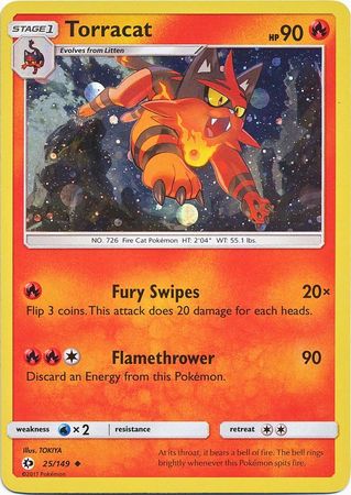 Torracat (25/149) (Cosmos Holo) [Sun & Moon: Base Set] | Galaxy Games LLC