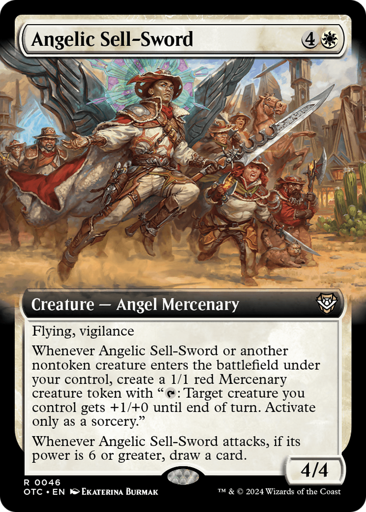 Angelic Sell-Sword (Extended Art) [Outlaws of Thunder Junction Commander] | Galaxy Games LLC