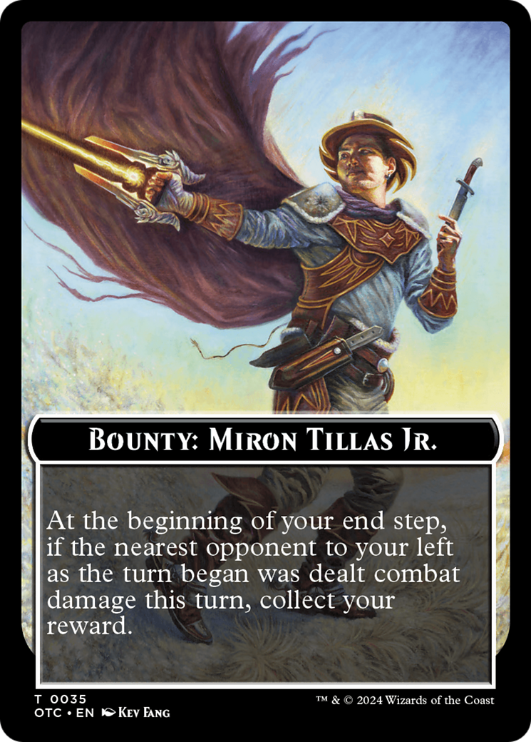 Bounty: Miron Tillas Jr. // Bounty Rules Double-Sided Token [Outlaws of Thunder Junction Commander Tokens] | Galaxy Games LLC