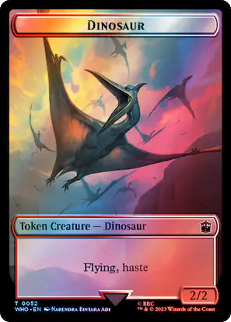 Human Rogue // Dinosaur Double-Sided Token (Surge Foil) [Doctor Who Tokens] | Galaxy Games LLC