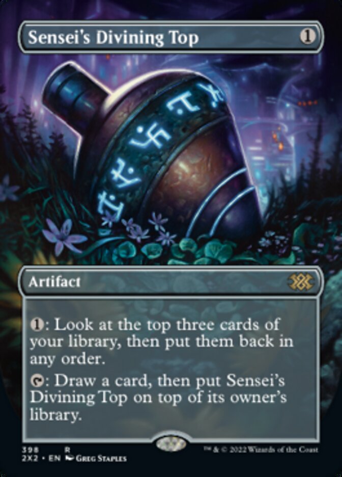 Sensei's Divining Top (Borderless Alternate Art) [Double Masters 2022] | Galaxy Games LLC