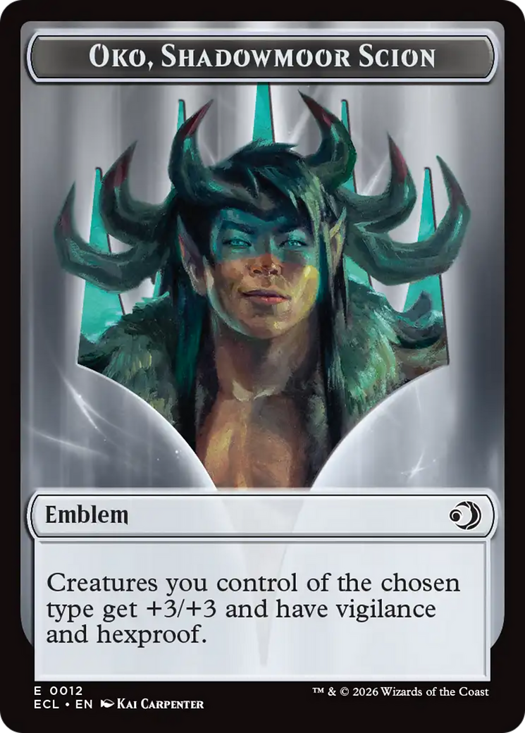 Elk // Emblem - Oko, Shadowmoor Scion Double-Sided Token [Lorwyn Eclipsed Tokens] | Galaxy Games LLC