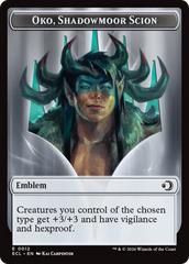 Elk // Emblem - Oko, Shadowmoor Scion Double-Sided Token [Lorwyn Eclipsed Tokens] | Galaxy Games LLC