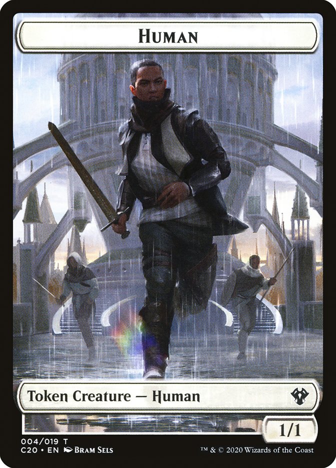 Human // Treasure Double-Sided Token [Commander 2020 Tokens] | Galaxy Games LLC